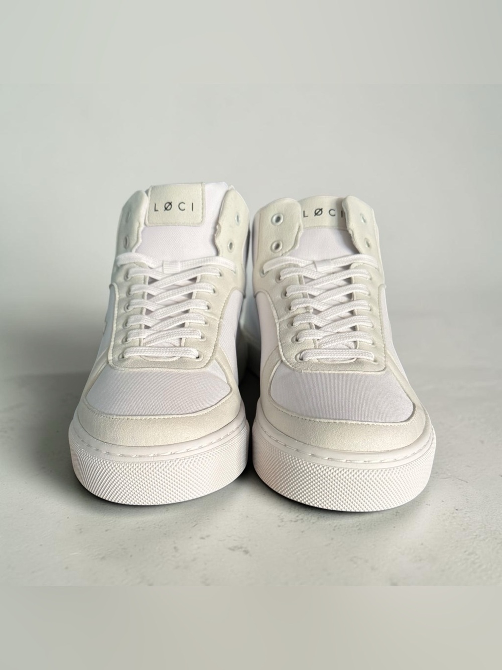LØCI Womens US 7.5/EU 38 “Eleven” White Natural Vegan High-Top Sneakers NWT/NIB - Picture 3 of 11